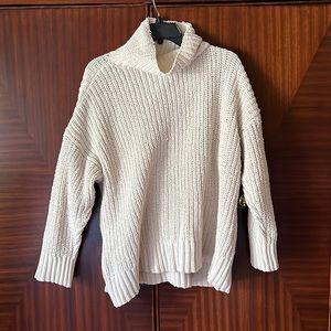 Aerie cream wool knit turtleneck sweater